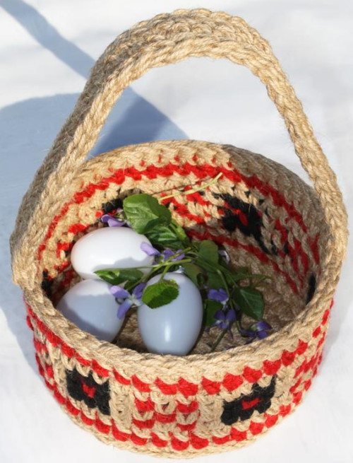Корзинки из джута крючком. Как связать, мастер-классы, фото
